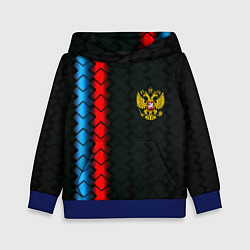 Толстовка-худи детская Россия спорт герб, цвет: 3D-синий