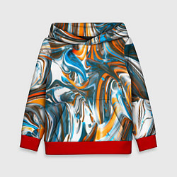 Толстовка-худи детская Иллюзия смешанных абстрактных красок, цвет: 3D-красный