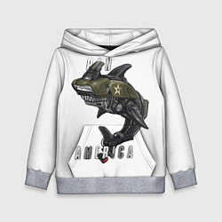 Толстовка-худи детская Мотоцикл акула, цвет: 3D-меланж