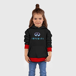 Толстовка-худи детская Infiniti logo neon, цвет: 3D-красный — фото 2