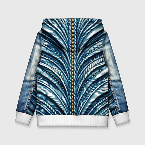 Детская толстовка Вышивка линий на джинсах / 3D-Белый – фото 2
