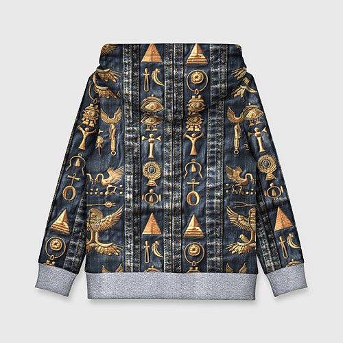 Детская толстовка Египетские символы на дениме / 3D-Меланж – фото 2