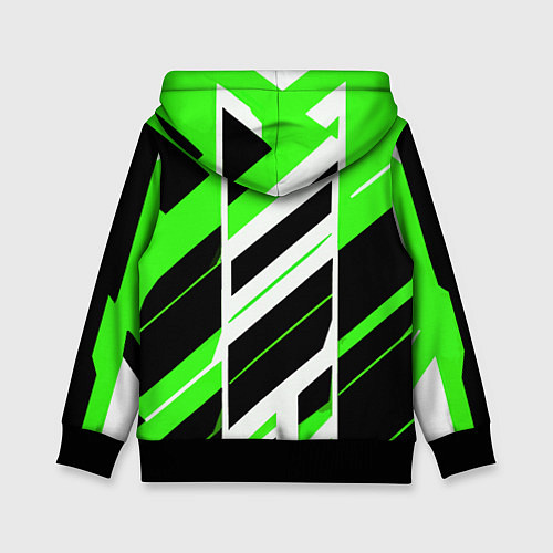 Детская толстовка Black and green stripes on a white background / 3D-Черный – фото 2