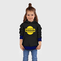 Толстовка-худи детская Nissan yellow logo, цвет: 3D-синий — фото 2