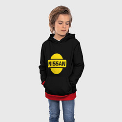 Толстовка-худи детская Nissan yellow logo, цвет: 3D-красный — фото 2