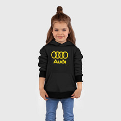 Толстовка-худи детская Audi logo yellow, цвет: 3D-черный — фото 2