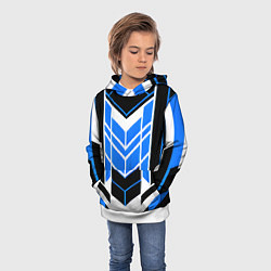 Толстовка-худи детская Blue and black stripes on a white background, цвет: 3D-белый — фото 2