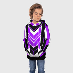 Толстовка-худи детская Purple and black stripes on a white background, цвет: 3D-черный — фото 2