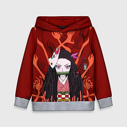 Детская толстовка Незуко камадо на фоне демонических рук