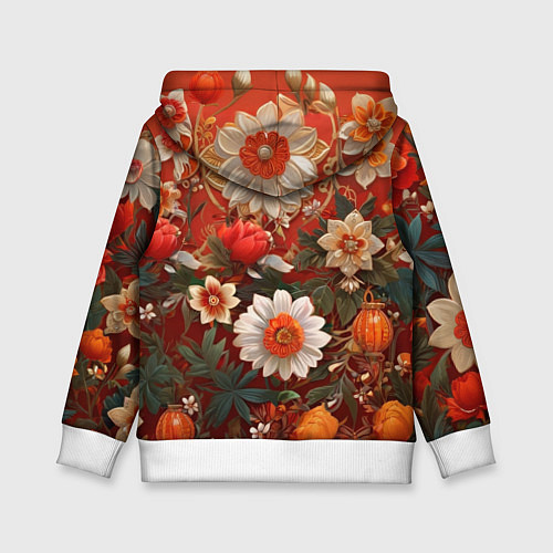 Детская толстовка Умилительный лисёнок в цветах / 3D-Белый – фото 2