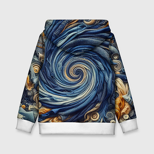 Детская толстовка Воронка из джинсы и пуговиц - нейросеть / 3D-Белый – фото 2