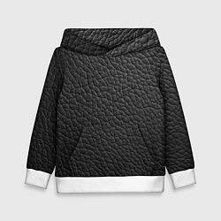 Толстовка-худи детская Кожа черная, цвет: 3D-белый