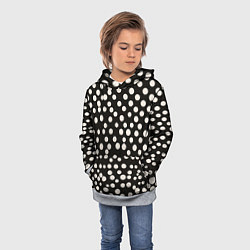 Толстовка-худи детская Черный фон с белыми кружками, цвет: 3D-меланж — фото 2