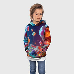 Толстовка-худи детская Planet chupa chups - neon glow, цвет: 3D-белый — фото 2