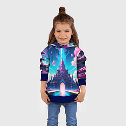Толстовка-худи детская Сказочный город - пейзаж, цвет: 3D-синий — фото 2