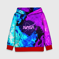 Толстовка-худи детская NASA neon flame, цвет: 3D-красный