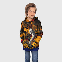Толстовка-худи детская Внеземной паттерн с пришельцем, цвет: 3D-синий — фото 2