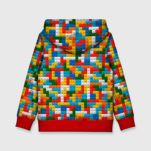 Детская толстовка Разноцветные квадратные плитки / 3D-Красный – фото 2