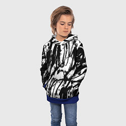 Толстовка-худи детская Чёрно-белая абстракция: нейросеть, цвет: 3D-синий — фото 2