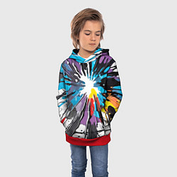 Толстовка-худи детская Кляксы краски - абстракция, цвет: 3D-красный — фото 2