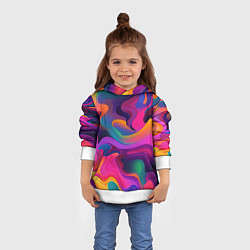 Толстовка-худи детская Неоновые формы, цвет: 3D-белый — фото 2