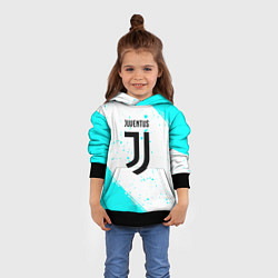 Толстовка-худи детская Ювентус краски голубые, цвет: 3D-черный — фото 2