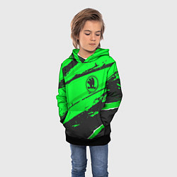 Толстовка-худи детская Skoda sport green, цвет: 3D-черный — фото 2