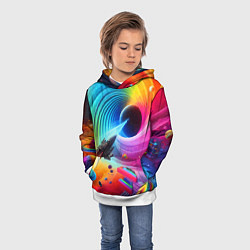 Толстовка-худи детская Полёт к чёрной дыре - нейросеть, цвет: 3D-белый — фото 2