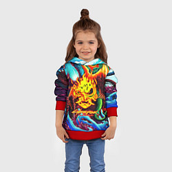 Толстовка-худи детская Cyberpunk hyperbeast steel, цвет: 3D-красный — фото 2