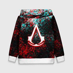 Толстовка-худи детская Assassins Creed logo glitch, цвет: 3D-белый