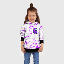 Толстовка-худи детская Among us neon colors game, цвет: 3D-черный — фото 2