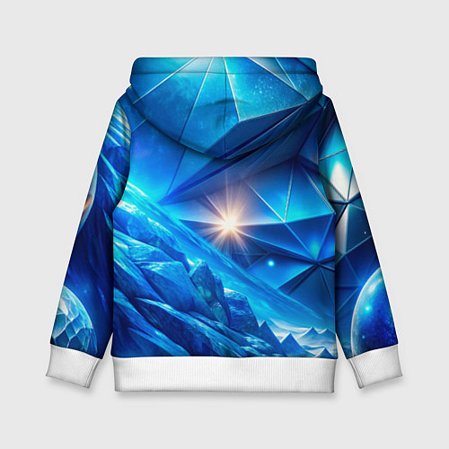 Детская толстовка Синяя объемная абстракция со вспышкой / 3D-Белый – фото 2