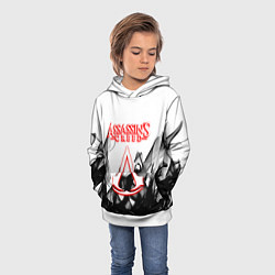 Толстовка-худи детская Assassins Creed огненное лого гейм, цвет: 3D-белый — фото 2