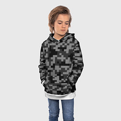 Толстовка-худи детская Камуфляжные пиксели блэк, цвет: 3D-белый — фото 2