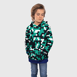 Толстовка-худи детская Милитари стекло текстура, цвет: 3D-синий — фото 2