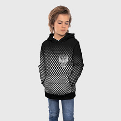 Толстовка-худи детская Россия клетка паттерн, цвет: 3D-черный — фото 2