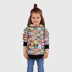 Толстовка-худи детская Мультяшные совы, цвет: 3D-черный — фото 2