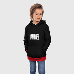 Толстовка-худи детская Ramones white logo, цвет: 3D-красный — фото 2