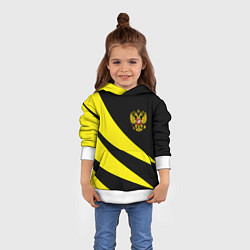 Толстовка-худи детская Россия текстура жёлтый, цвет: 3D-белый — фото 2