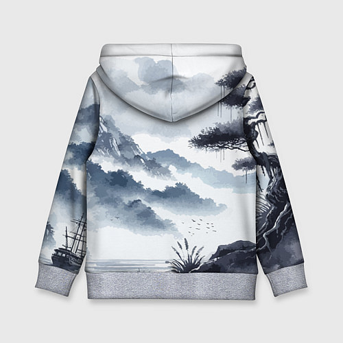 Детская толстовка Японский пейзаж - нейросеть / 3D-Меланж – фото 2