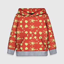 Толстовка-худи детская Лимонные пятна на красном цвете Фиеста, цвет: 3D-меланж