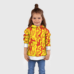 Толстовка-худи детская Абстракция красный рисунок на желтом фоне, цвет: 3D-белый — фото 2