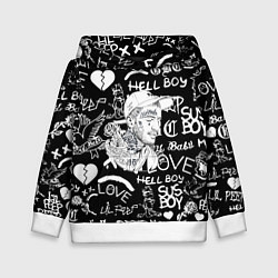 Толстовка-худи детская Lil Peep pattern автографы лого, цвет: 3D-белый