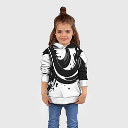 Толстовка-худи детская Чёрно-белая экспрессивная абстракция, цвет: 3D-белый — фото 2