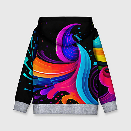 Детская толстовка Неоновая красочная абстракция - нейросеть / 3D-Меланж – фото 2