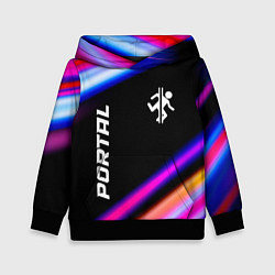 Толстовка-худи детская Portal fast light neon stripes, цвет: 3D-черный