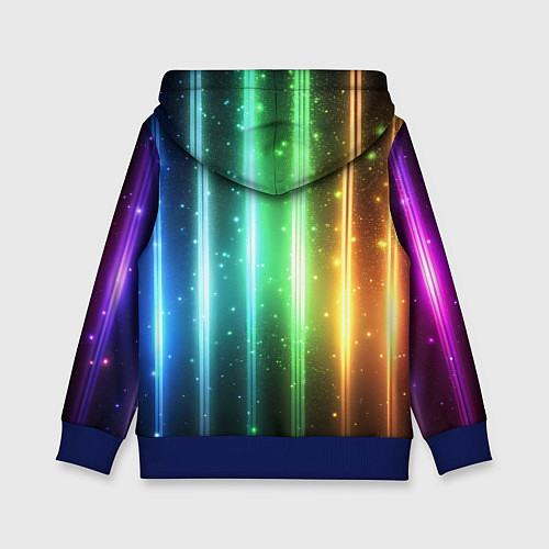 Детская толстовка Светящиеся яркие неоновые полосы в космосе / 3D-Синий – фото 2