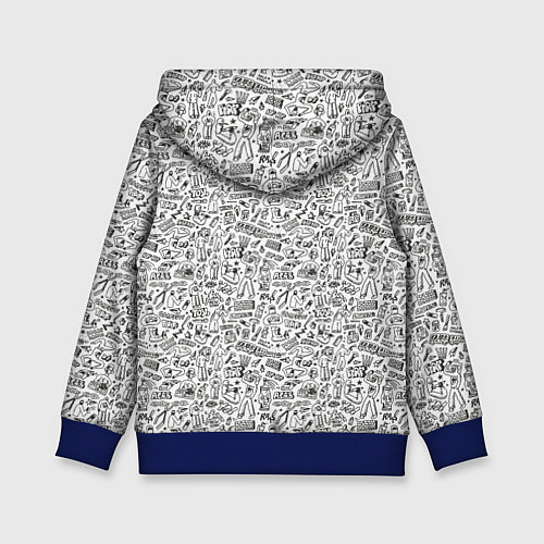 Детская толстовка Дудл граффити рэперское - паттерн / 3D-Синий – фото 2