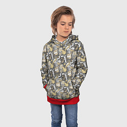 Толстовка-худи детская Комикс инкогнито паттерн поп-арт, цвет: 3D-красный — фото 2