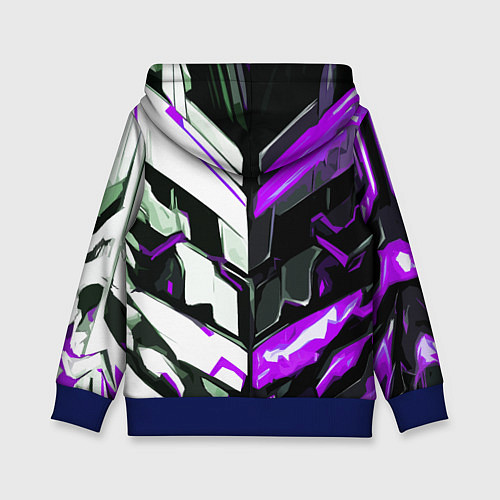Детская толстовка Хаотичная фиолетово-белая абстракция на чёрном фон / 3D-Синий – фото 2
